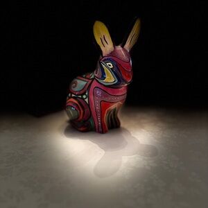 Hand-Painted Oaxacan Alebrije Rabbit: Mexican Folk Art Figurine